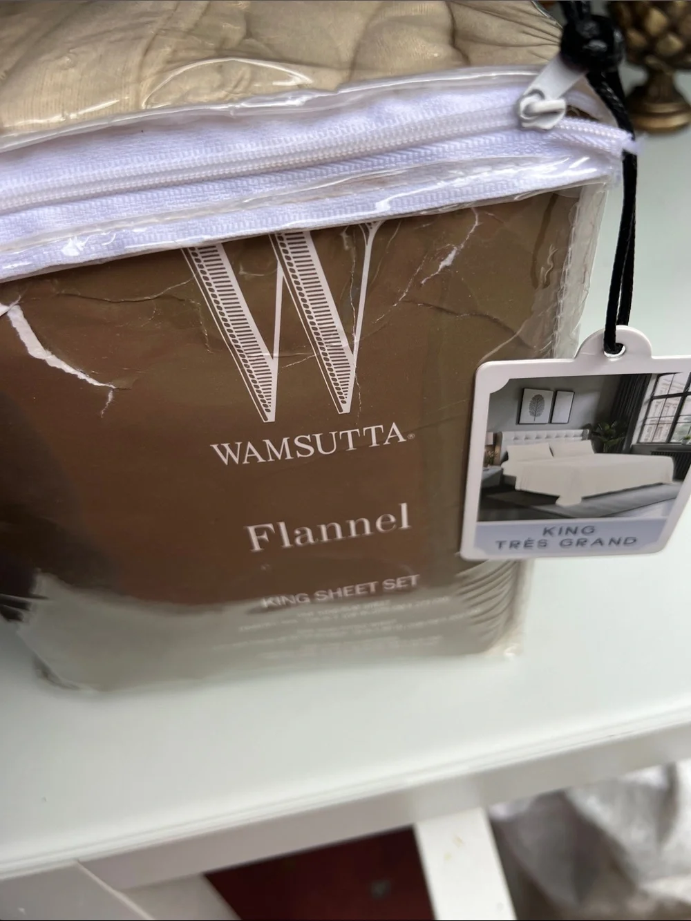 Wamsutta Flannel King Sheet Set in Beige/Tan